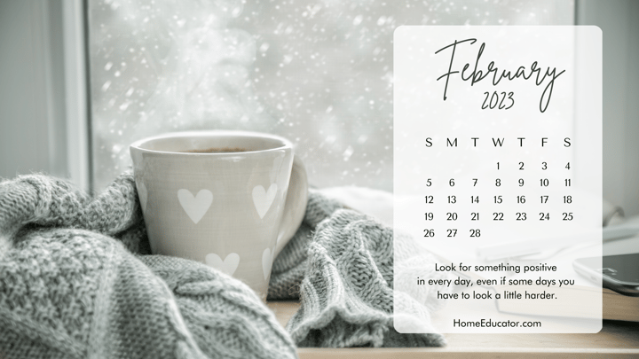 White Gray One Photo Modern February 2023 Calendar Notes Desktop Wallpaper 